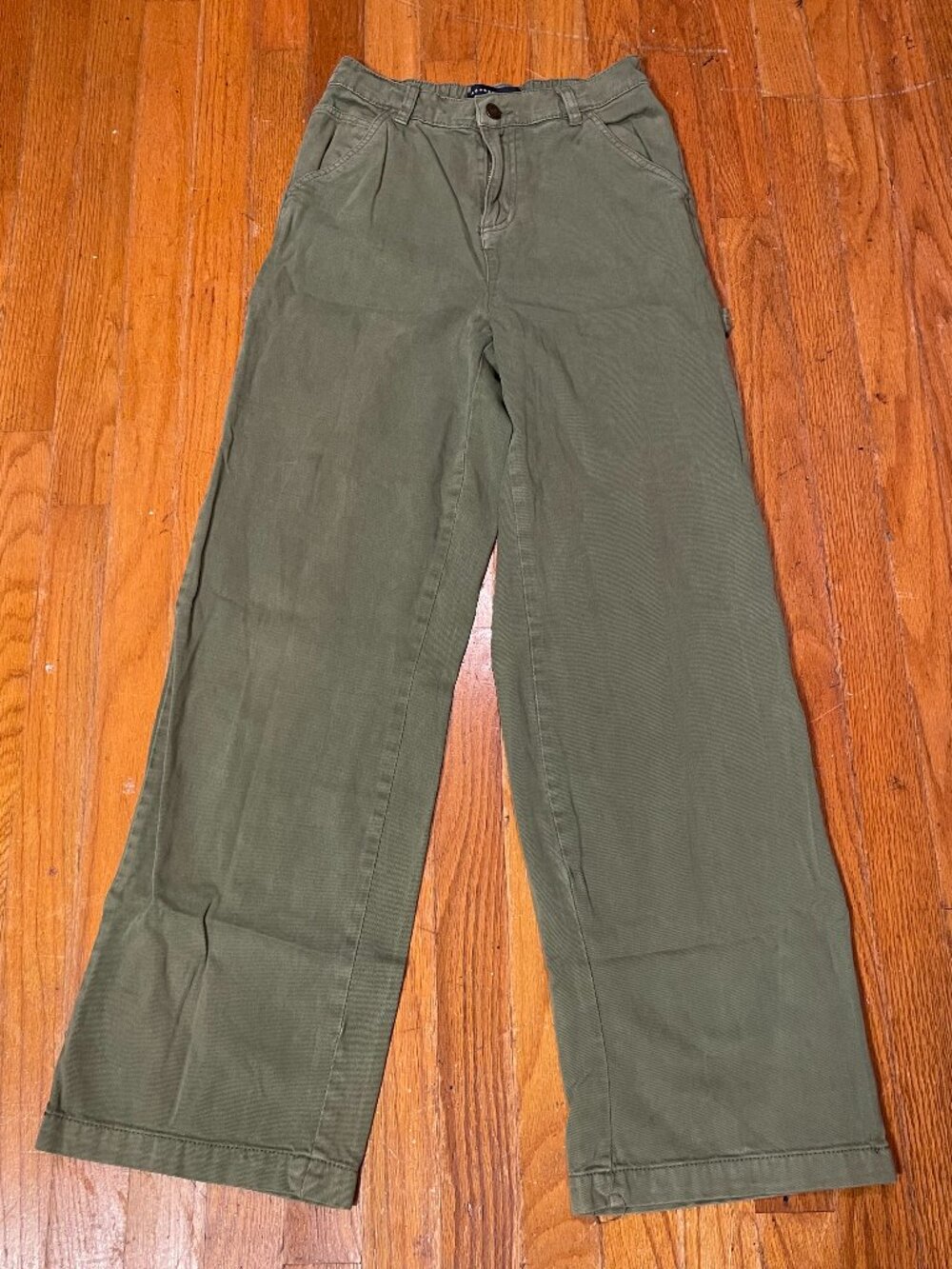 Aeropostale Wide Leg Carpenter Pants Olive Green Womens Size XS